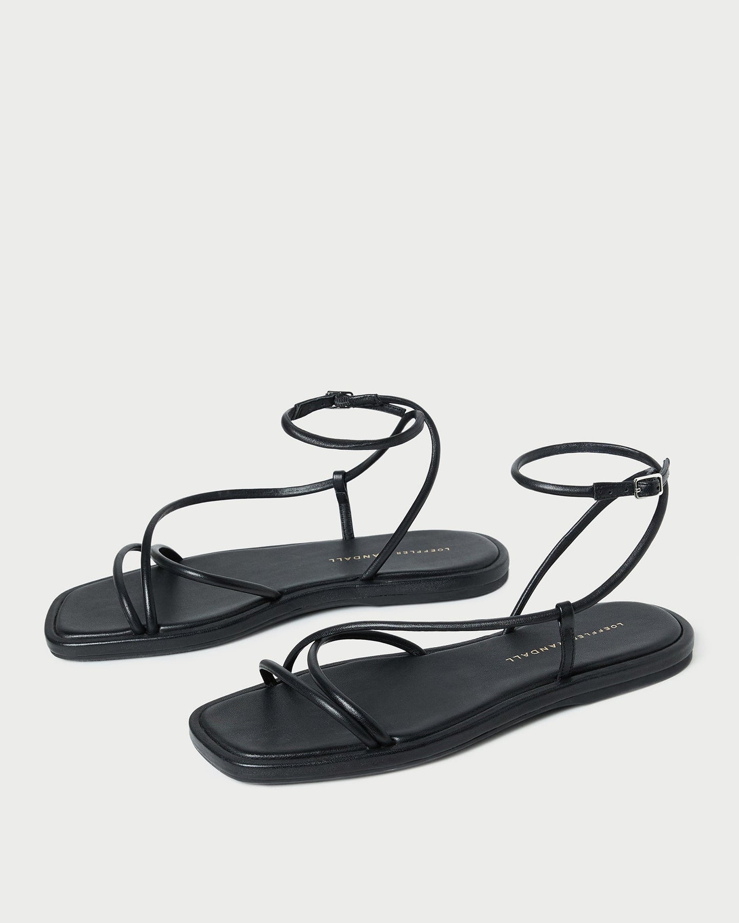 Loeffler Randall Noor Black Leather Flat Sandal