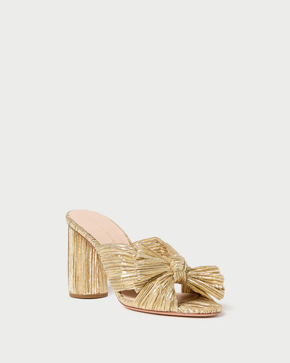 Loeffler Randall Penny Gold Pleated Bow Heel