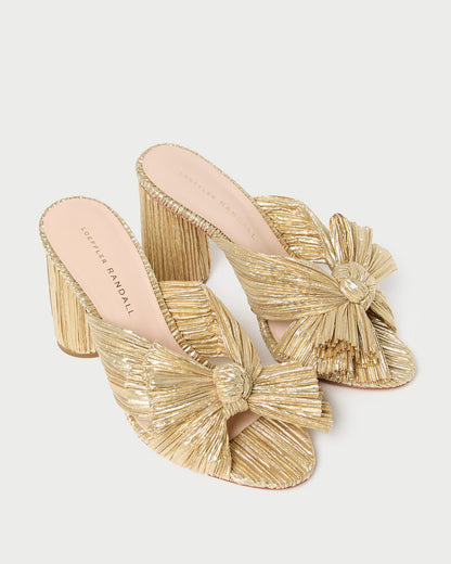 Loeffler Randall Penny Gold Pleated Bow Heel