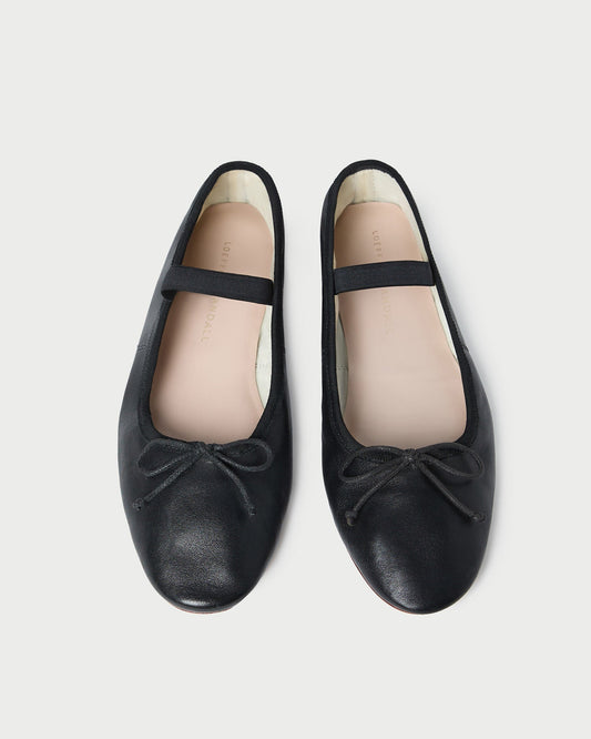 Loeffler Randall Leonie Black Leather Ballet Flat