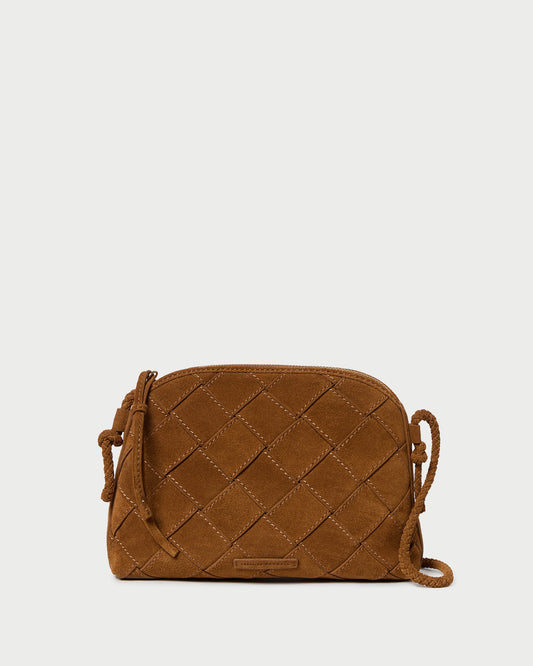 Loeffler Randall Mallory Cacao Woven Suede Crossbody
