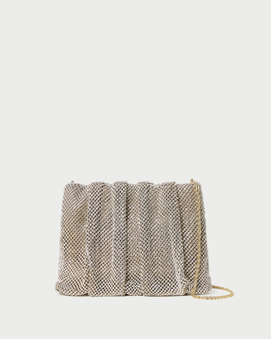 Loeffler Randall Ember Gold Diamante Gathered Clutch