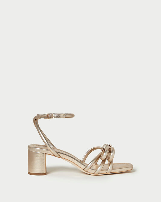 Loeffler Randall Mikel Champagne Bow Mid-Heel Sandal