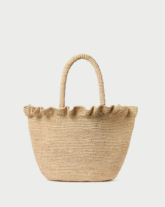 Loeffler Randall Cyrus Natural Ruffled Woven Tote