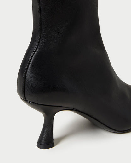 Loeffler Randall Thandy Black Leather Curved Heel Bootie