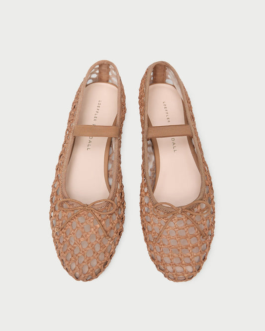 Loeffler Randall Leonie Brown Crochet Ballet Flat