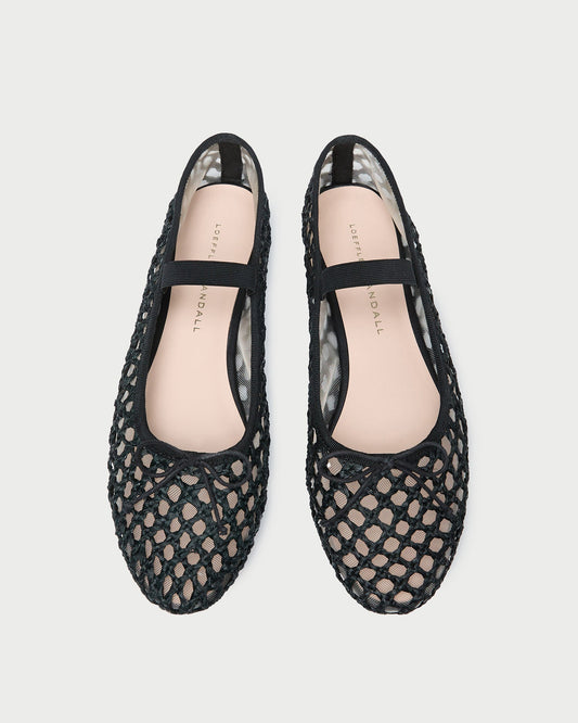 Loeffler Randall Leonie Black Crochet Ballet Flat