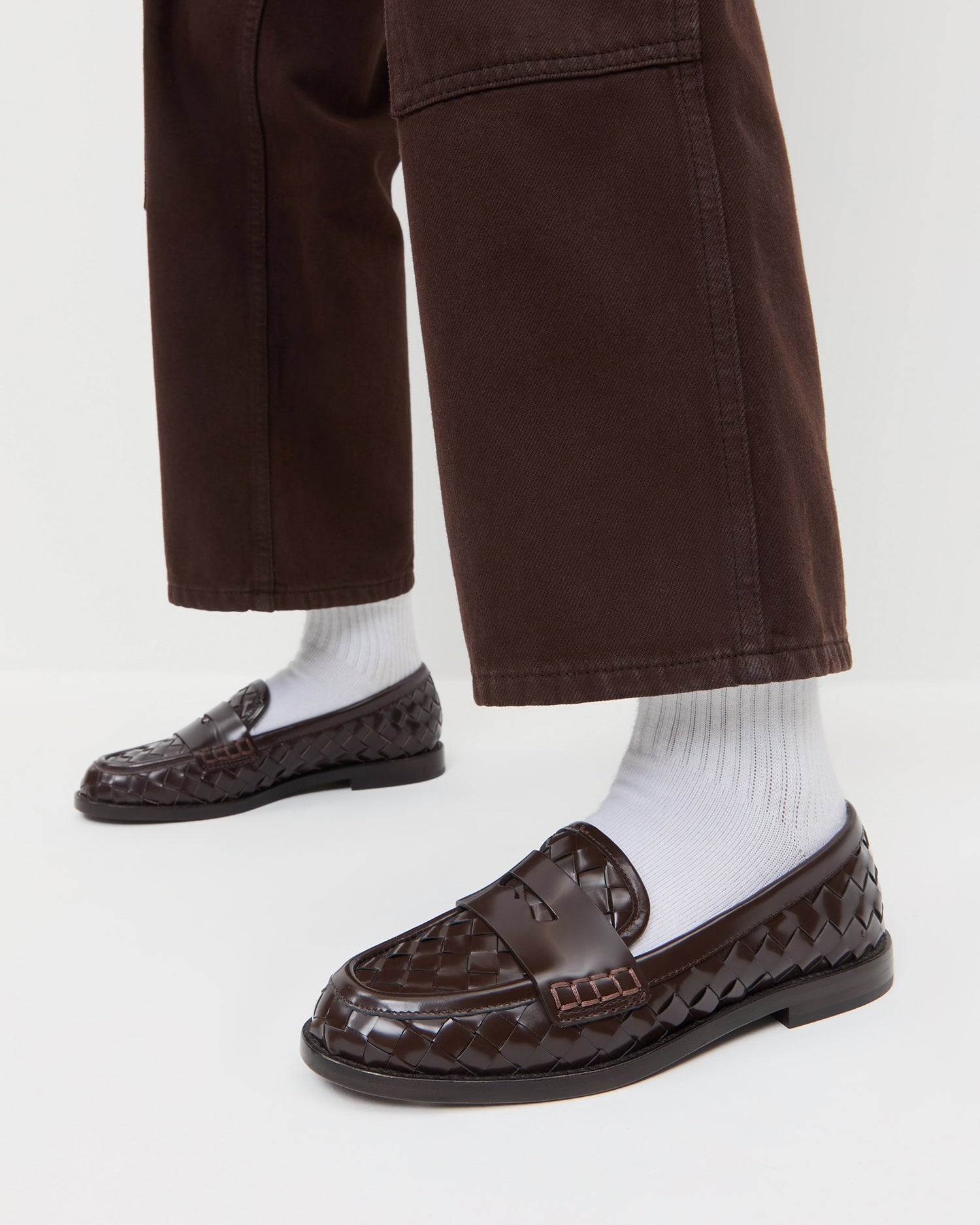 Loeffler Randall Rachel Espresso Woven Leather Loafer
