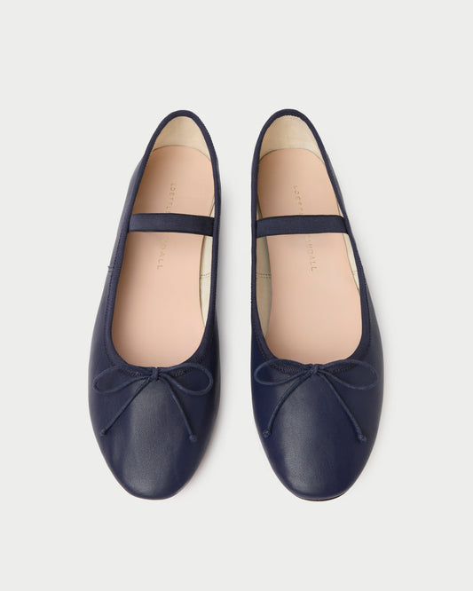 Loeffler Randall Leonie Navy Leather Ballet Flat