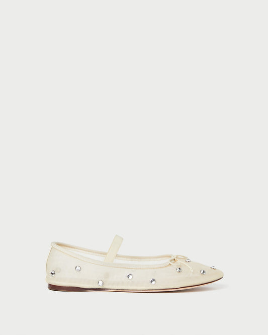 Loeffler Randall Leonie Cream/Crystal Ballet Flat