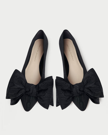 Loeffler Randall Noa Black Moiré Bow Flat