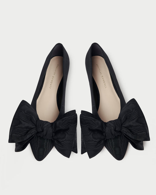 Loeffler Randall Noa Black Moiré Bow Flat