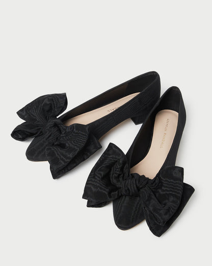 Loeffler Randall Noa Black Moiré Bow Flat