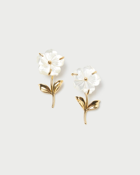 Loeffler Randall Mai Gold/Pearl Flower Earrings