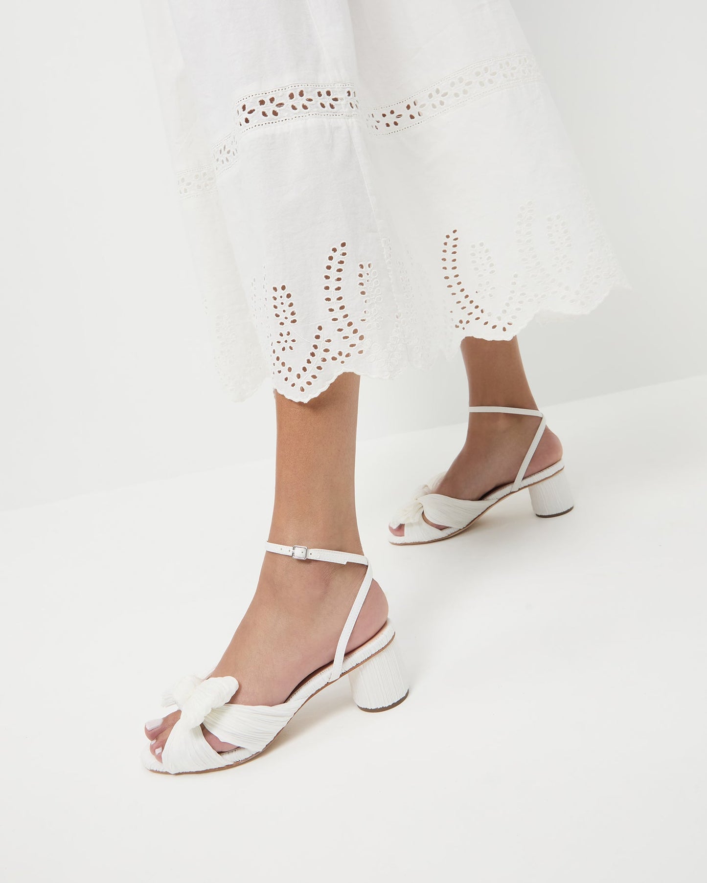 Loeffler Randall Dahlia White Pleated Bow Heel