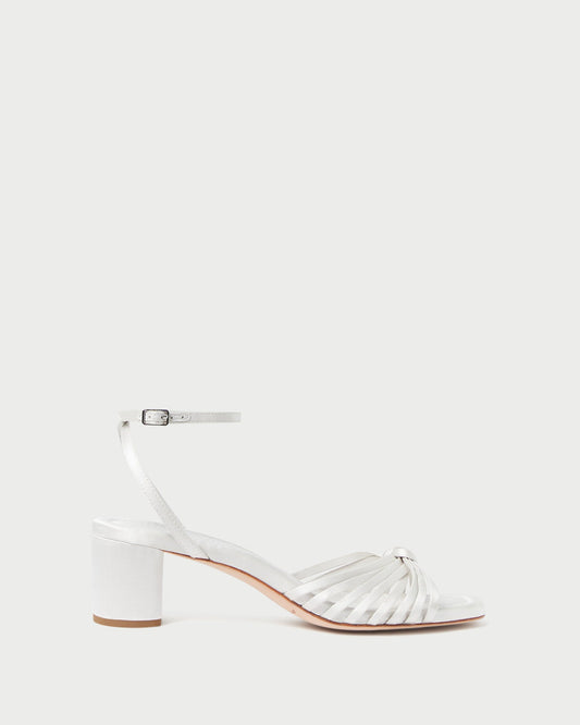 Loeffler Randall Olivia Cream Knot Mid-Heel Sandal
