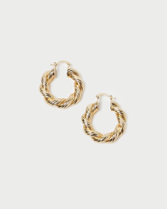 Loeffler Randall Atticus Gold Twisted Hoop Earrings