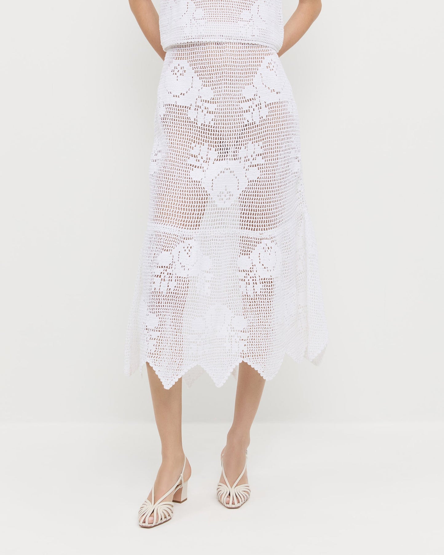 Loeffler Randall Sullivan Cream Crochet Skirt