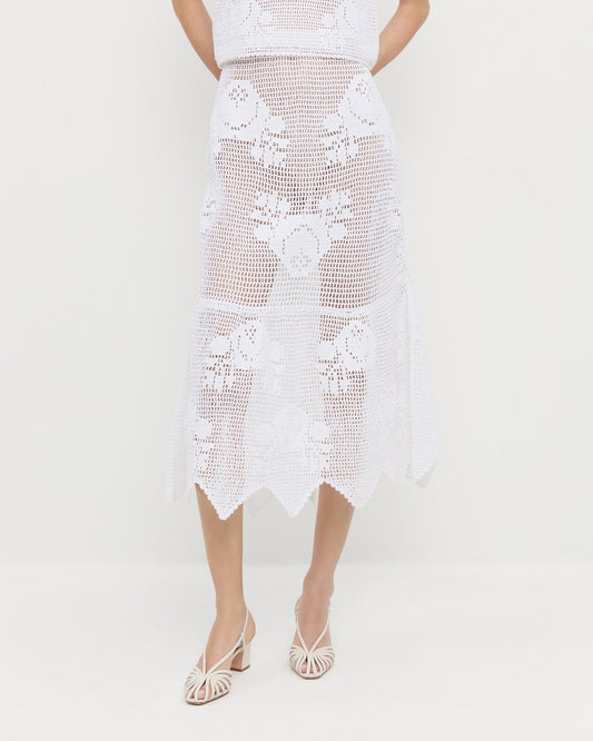 Loeffler Randall Sullivan Cream Crochet Skirt