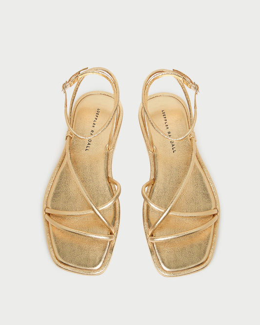 Loeffler Randall Noor Gold Leather Flat Sandal
