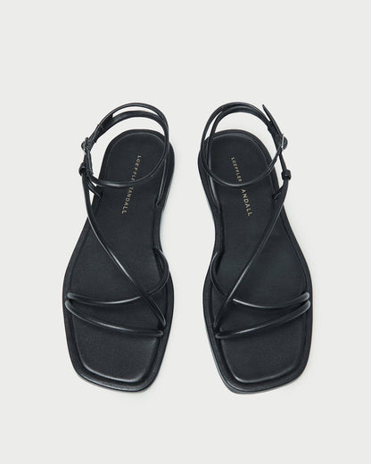 Loeffler Randall Noor Black Leather Flat Sandal
