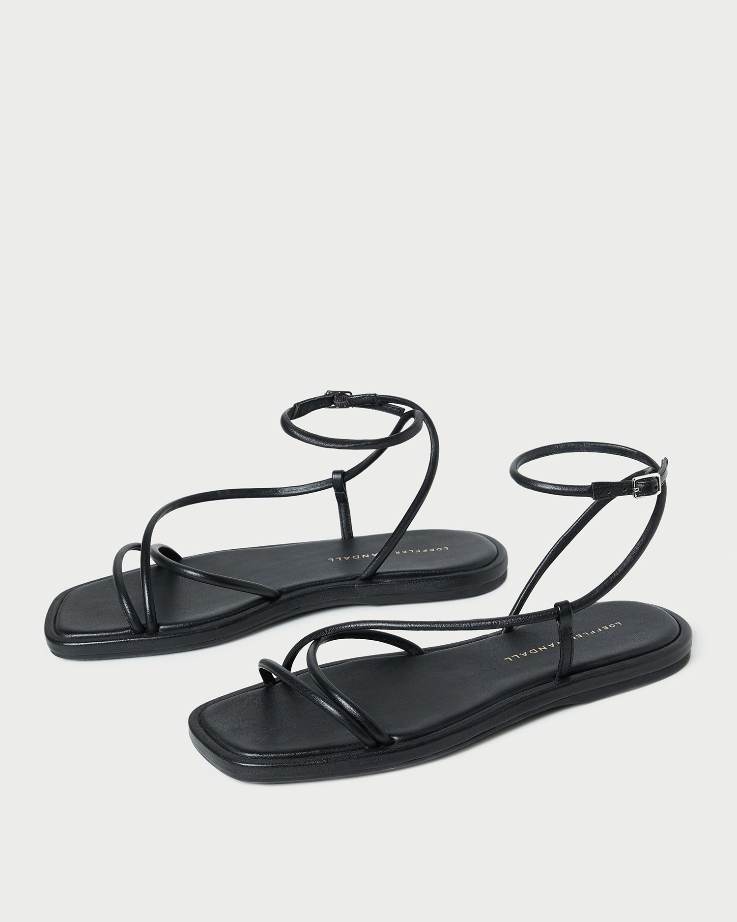 Loeffler Randall Noor Black Leather Flat Sandal
