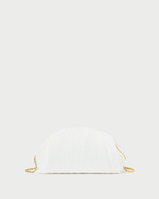 Loeffler Randall Bailey White Pleated Dome Clutch