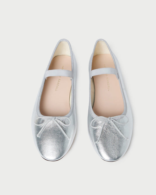 Loeffler Randall Leonie Silver Leather Ballet Flat