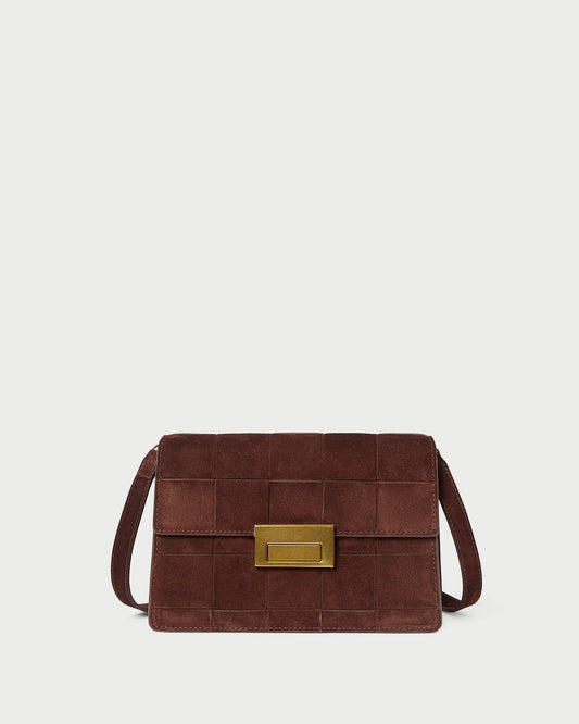 Loeffler Randall Delphine Espresso Suede Shoulder Bag