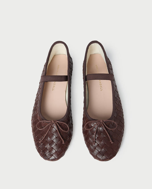 Loeffler Randall Leonie Espresso Woven Ballet Flat