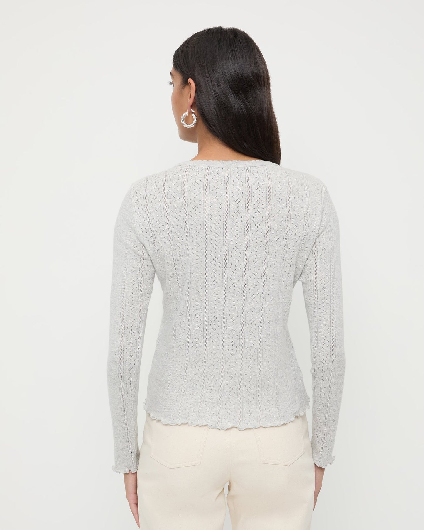 Loeffler Randall Lolo Pointelle Long-Sleeve Tee