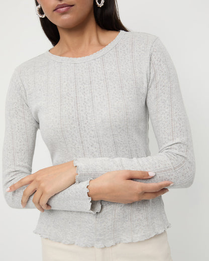 Loeffler Randall Lolo Pointelle Long-Sleeve Tee