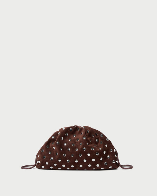 Loeffler Randall Bailey Espresso/Silver Dome Clutch