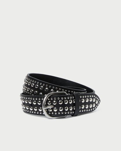 Loeffler Randall Isaac Black/Silver Studded Belt