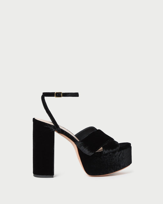 Loeffler Randall Loretta Black Velvet Platform Sandal