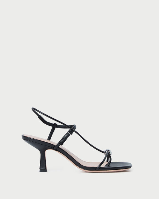 Loeffler Randall Triana Black Leather Mid-Heel Sandal