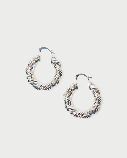 Loeffler Randall Atticus Silver Twisted Hoop Earrings