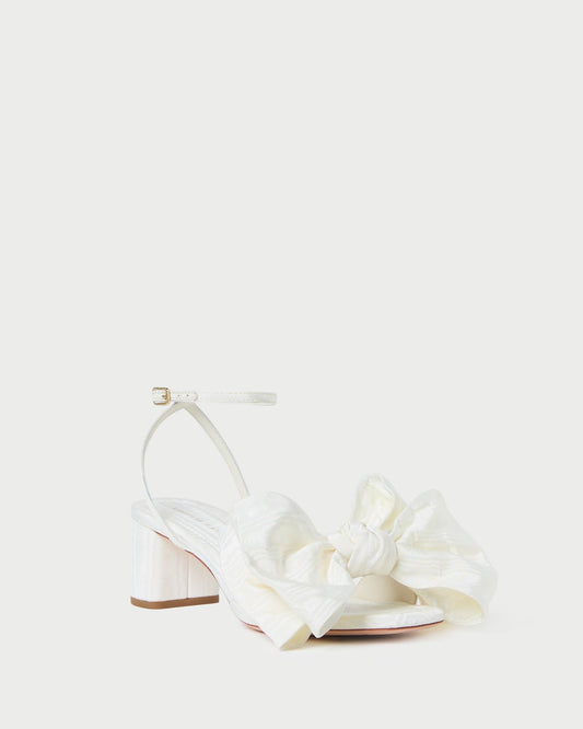 Loeffler Randall Carmen Cream Moiré Bow Sandal