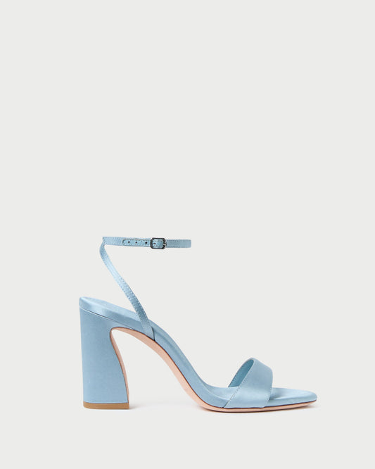 Loeffler Randall Malia Blue Satin Curved-Heel Sandal