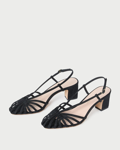 Loeffler Randall Priscilla Black Moiré Heeled Sandal