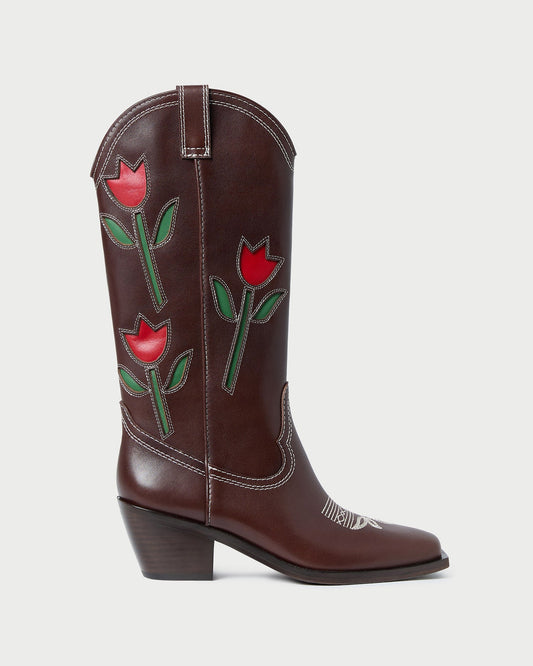 Loeffler Randall Wilder Espresso Leather Tulip Boot