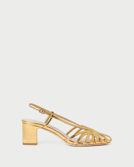 Loeffler Randall Priscilla Gold Lattice Heeled Sandal
