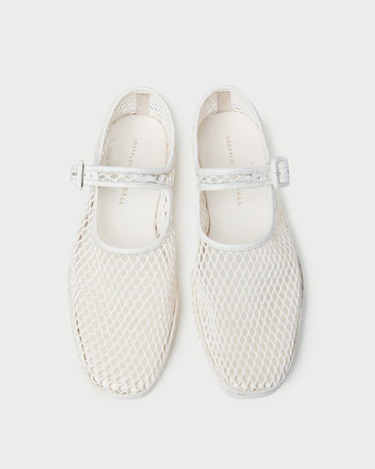 Loeffler Randall Rita White Netted Mary Jane