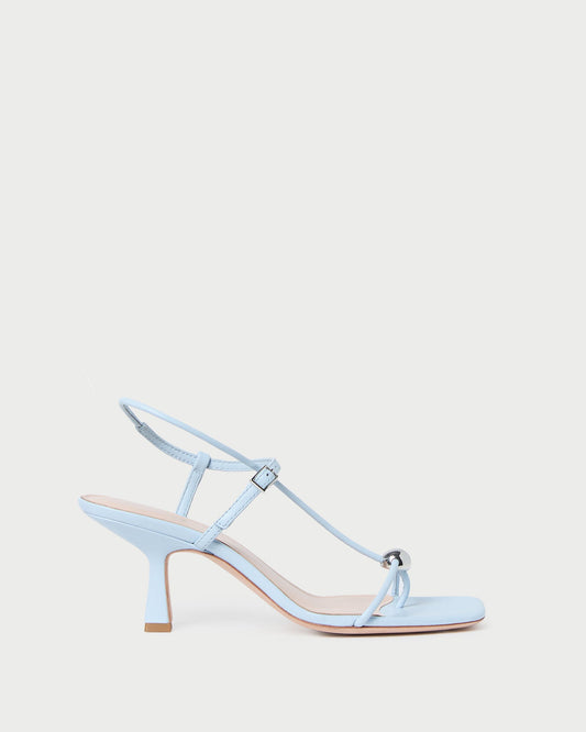 Loeffler Randall Triana Blue Leather Mid-Heel Sandal