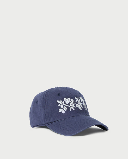 Loeffler Randall Cairo Navy/Cream Embroidered Cap