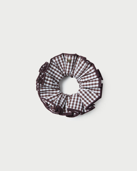 Loeffler Randall Felice Brown Gingham Layered Scrunchie