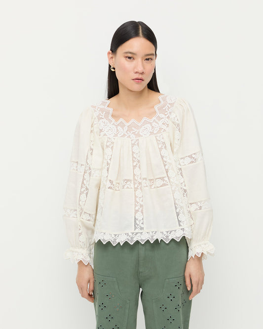 Loeffler Randall Pauline Embroidered Lace Blouse