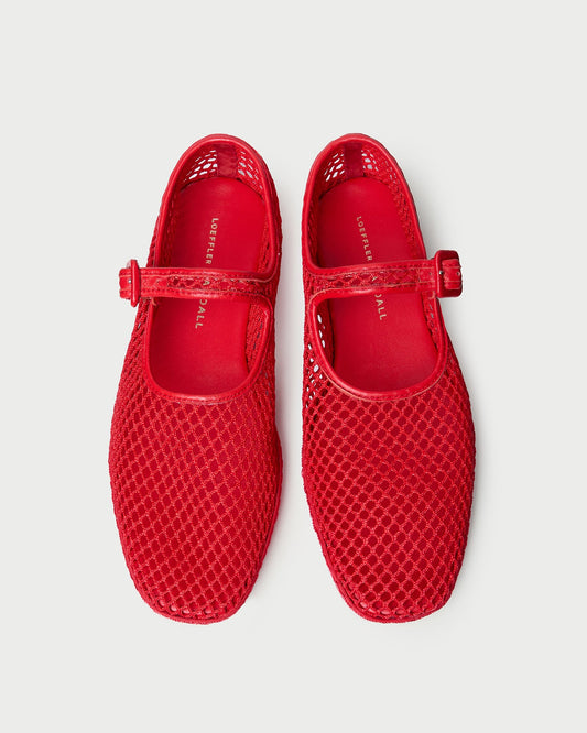 Loeffler Randall Rita Red Netted Mary Jane