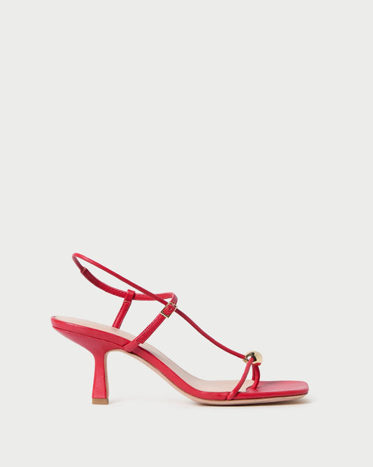 Loeffler Randall Triana Red Leather Mid-Heel Sandal
