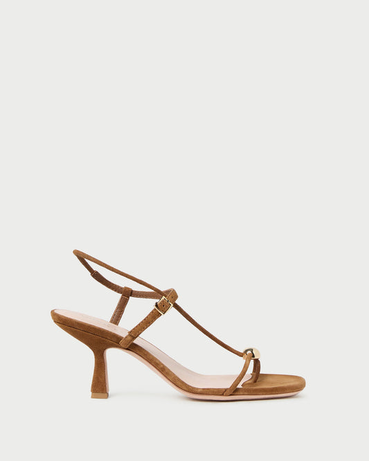 Loeffler Randall Triana Cacao Suede Mid-Heel Sandal